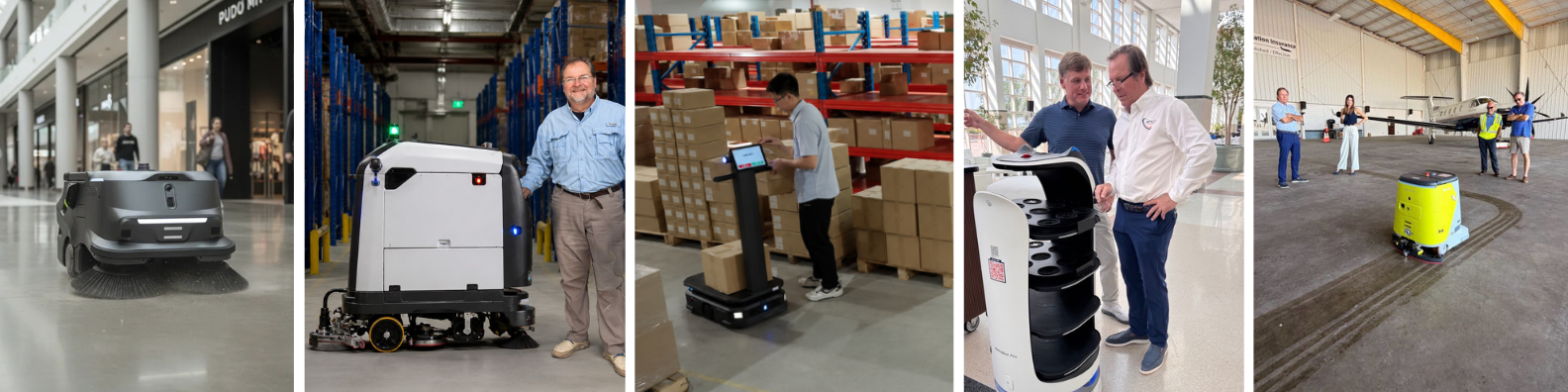 people working with robots